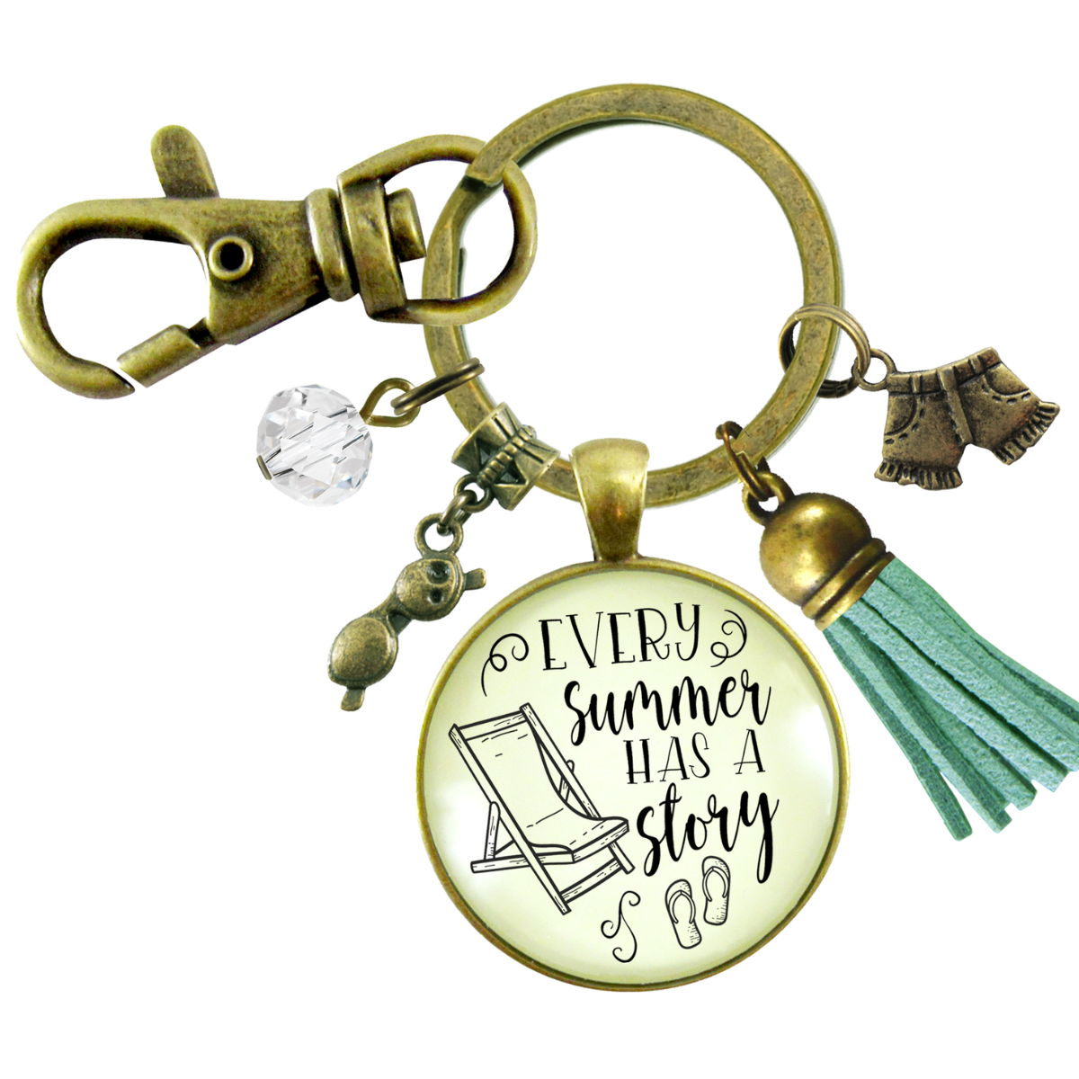 Summertime Keychain Every Summer Has a Story Beach Fashion Nautical Style Tassel - Gutsy Goodness