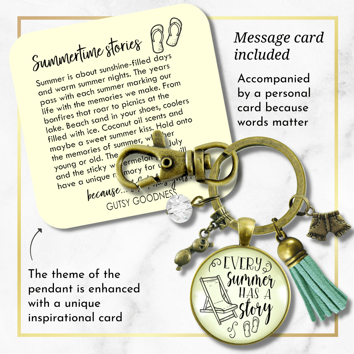 Summertime Keychain Every Summer Has a Story Beach Fashion Nautical Style Tassel - Gutsy Goodness