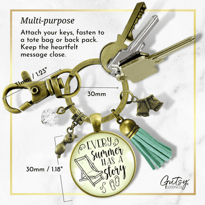 Summertime Keychain Every Summer Has a Story Beach Fashion Nautical Style Tassel - Gutsy Goodness