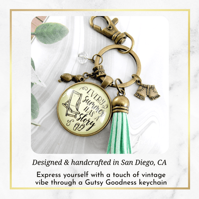 Summertime Keychain Every Summer Has a Story Beach Fashion Nautical Style Tassel - Gutsy Goodness