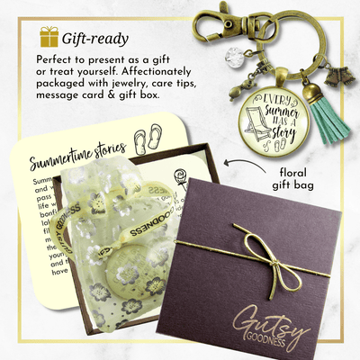 Summertime Keychain Every Summer Has a Story Beach Fashion Nautical Style Tassel - Gutsy Goodness