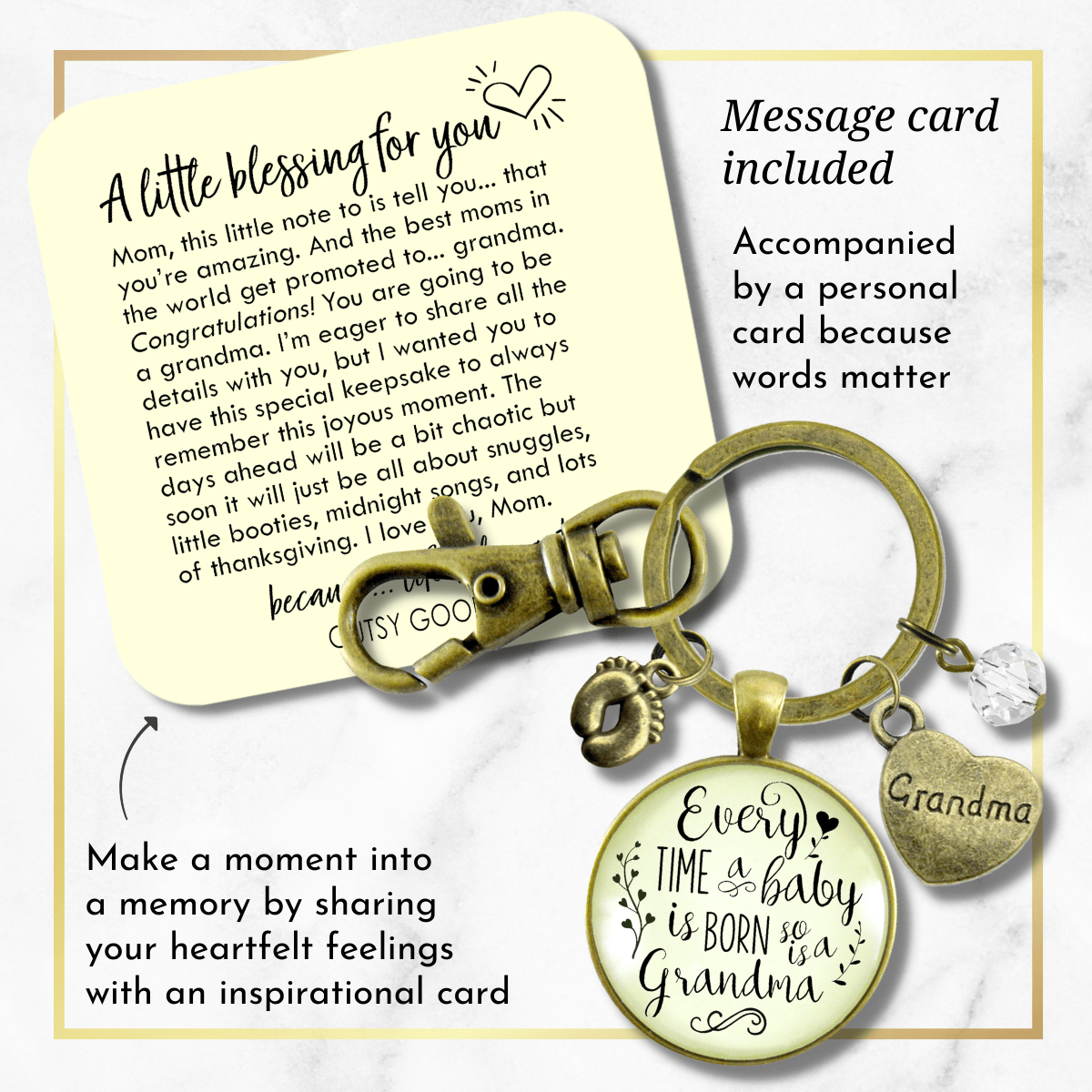 Pregnancy Announcement Grandmother Keychain Every Time Baby Born So Grandma Reveal Grandchild Gift - Gutsy Goodness Handmade Jewelry;Pregnancy Announcement Grandmother Keychain Every Time Baby Born So Grandma Reveal Grandchild Gift - Gutsy Goodness Handmade Jewelry Gifts