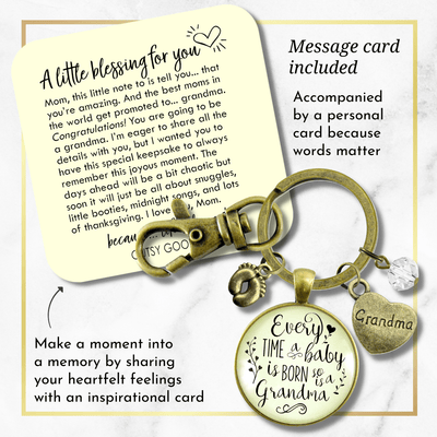 Pregnancy Announcement Grandmother Keychain Every Time Baby Born So Grandma Reveal Grandchild Gift - Gutsy Goodness Handmade Jewelry;Pregnancy Announcement Grandmother Keychain Every Time Baby Born So Grandma Reveal Grandchild Gift - Gutsy Goodness Handmade Jewelry Gifts