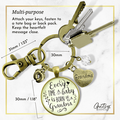 Pregnancy Announcement Grandmother Keychain Every Time Baby Born So Grandma Reveal Grandchild Gift - Gutsy Goodness Handmade Jewelry;Pregnancy Announcement Grandmother Keychain Every Time Baby Born So Grandma Reveal Grandchild Gift - Gutsy Goodness Handmade Jewelry Gifts