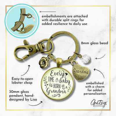 Pregnancy Announcement Grandmother Keychain Every Time Baby Born So Grandma Reveal Grandchild Gift - Gutsy Goodness Handmade Jewelry;Pregnancy Announcement Grandmother Keychain Every Time Baby Born So Grandma Reveal Grandchild Gift - Gutsy Goodness Handmade Jewelry Gifts