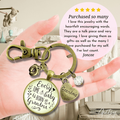 Pregnancy Announcement Grandmother Keychain Every Time Baby Born So Grandma Reveal Grandchild Gift - Gutsy Goodness Handmade Jewelry;Pregnancy Announcement Grandmother Keychain Every Time Baby Born So Grandma Reveal Grandchild Gift - Gutsy Goodness Handmade Jewelry Gifts