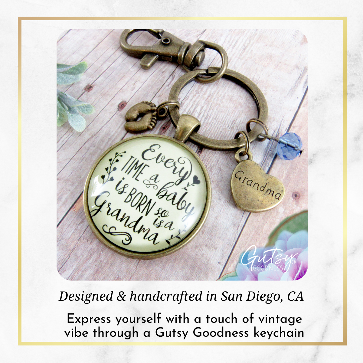 Baby Gender Reveal Keychain Every Time Born So Is Grandma Pregnancy Boy Announcement Gift Blue - Gutsy Goodness;Baby Gender Reveal Keychain Every Time Born So Is Grandma Pregnancy Boy Announcement Gift Blue - Gutsy Goodness Handmade Jewelry Gifts;Baby Gender Reveal Keychain Every Time Born So Is Grandma Pregnancy Boy Announcement Gift Blue