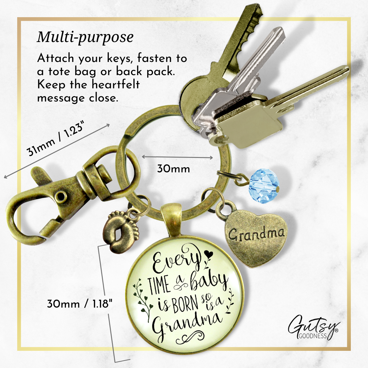 Baby Gender Reveal Keychain Every Time Born So Is Grandma Pregnancy Boy Announcement Gift Blue - Gutsy Goodness;Baby Gender Reveal Keychain Every Time Born So Is Grandma Pregnancy Boy Announcement Gift Blue - Gutsy Goodness Handmade Jewelry Gifts;Baby Gender Reveal Keychain Every Time Born So Is Grandma Pregnancy Boy Announcement Gift Blue