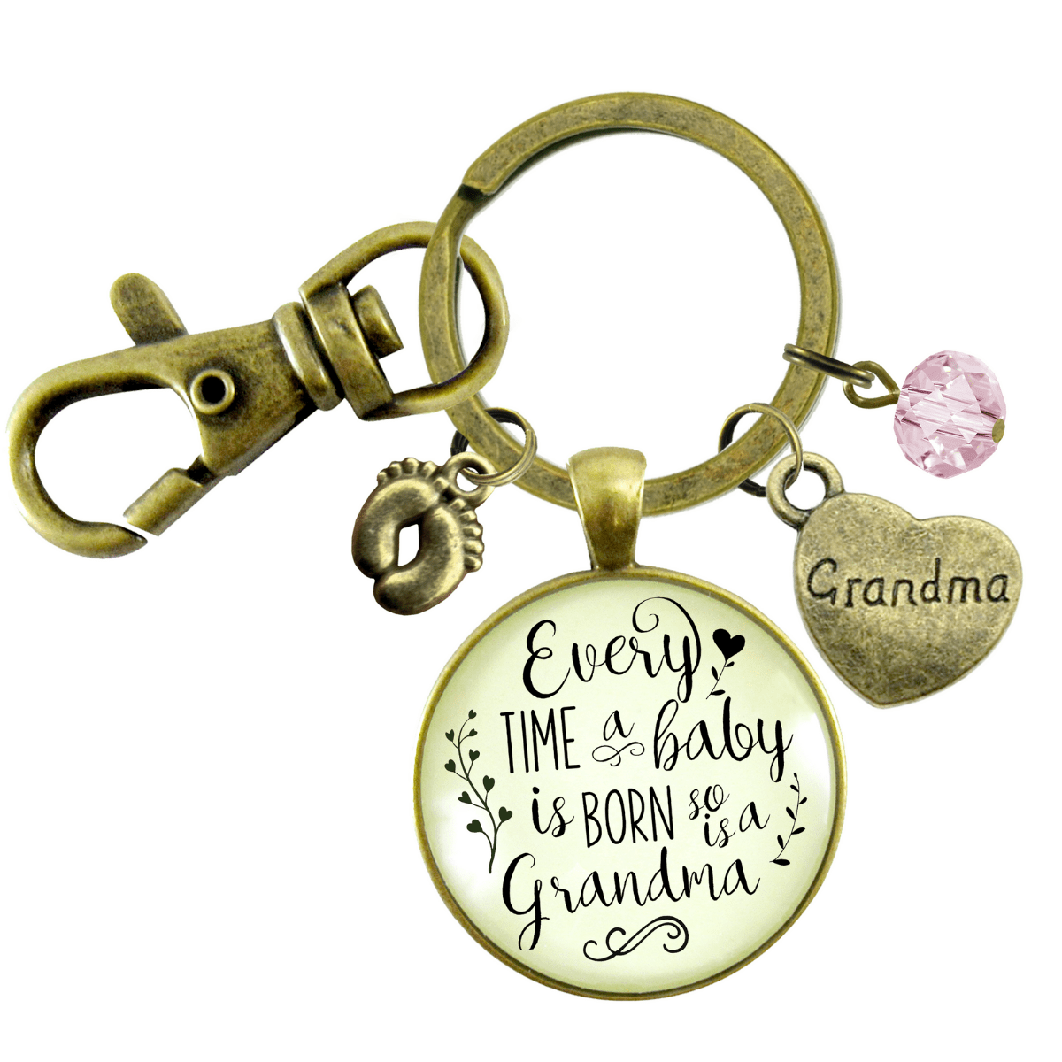 Baby Gender Reveal Keychain Every Time Born So Is Grandma Pregnancy Girl Announcement Gift Pink - Gutsy Goodness Handmade Jewelry;Baby Gender Reveal Keychain Every Time Born So Is Grandma Pregnancy Girl Announcement Gift Pink - Gutsy Goodness Handmade Jewelry Gifts
