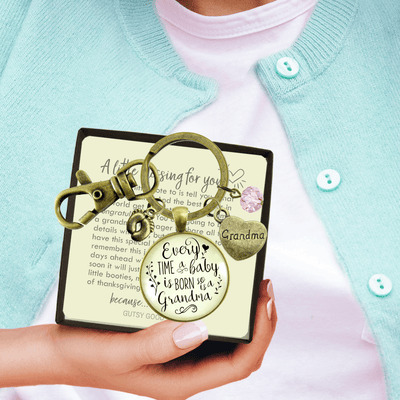 Baby Gender Reveal Keychain Every Time Born So Is Grandma Pregnancy Girl Announcement Gift Pink - Gutsy Goodness Handmade Jewelry;Baby Gender Reveal Keychain Every Time Born So Is Grandma Pregnancy Girl Announcement Gift Pink - Gutsy Goodness Handmade Jewelry Gifts