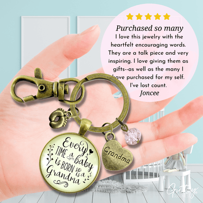Baby Gender Reveal Keychain Every Time Born So Is Grandma Pregnancy Girl Announcement Gift Pink - Gutsy Goodness Handmade Jewelry;Baby Gender Reveal Keychain Every Time Born So Is Grandma Pregnancy Girl Announcement Gift Pink - Gutsy Goodness Handmade Jewelry Gifts