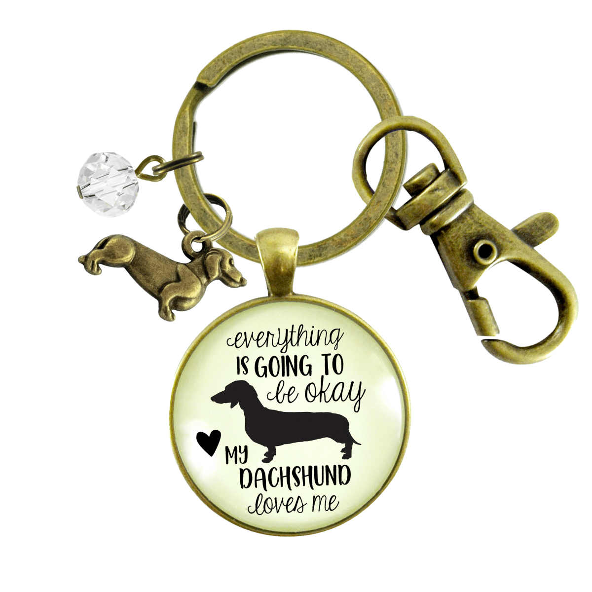 Dachshund Keychain Everything is Going to Be Okay My Dachshund Loves Me Dog Mom Jewelry Gift - Gutsy Goodness Handmade Jewelry;Dachshund Keychain Everything Is Going To Be Okay My Dachshund Loves Me Dog Mom Jewelry Gift - Gutsy Goodness Handmade Jewelry Gifts