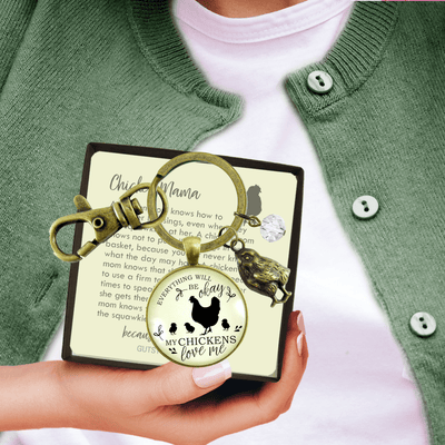 Chicken Keychain All is Okay My Chickens Love Me Farm Inspired Jewelry - Gutsy Goodness Handmade Jewelry;Chicken Keychain All Is Okay My Chickens Love Me Farm Inspired Jewelry - Gutsy Goodness Handmade Jewelry Gifts