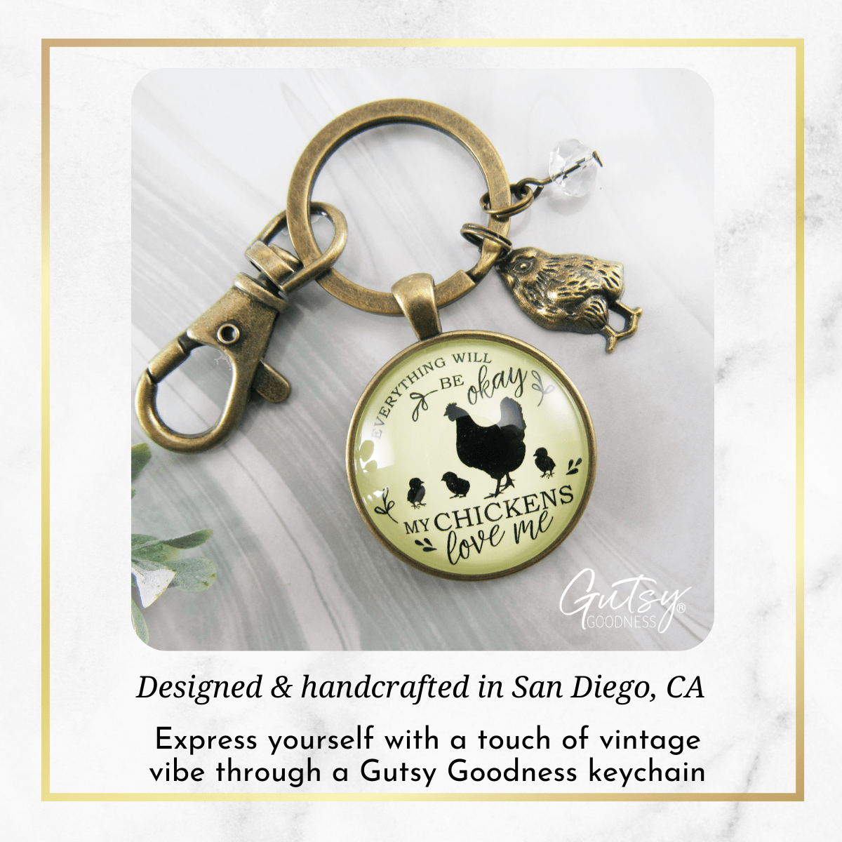 Chicken Keychain All is Okay My Chickens Love Me Farm Inspired Jewelry - Gutsy Goodness Handmade Jewelry;Chicken Keychain All Is Okay My Chickens Love Me Farm Inspired Jewelry - Gutsy Goodness Handmade Jewelry Gifts