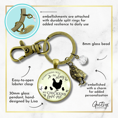 Chicken Keychain All is Okay My Chickens Love Me Farm Inspired Jewelry - Gutsy Goodness Handmade Jewelry;Chicken Keychain All Is Okay My Chickens Love Me Farm Inspired Jewelry - Gutsy Goodness Handmade Jewelry Gifts