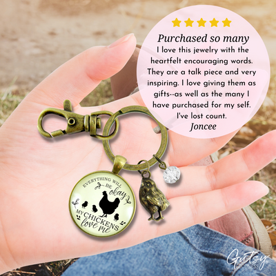 Chicken Keychain All is Okay My Chickens Love Me Farm Inspired Jewelry - Gutsy Goodness Handmade Jewelry;Chicken Keychain All Is Okay My Chickens Love Me Farm Inspired Jewelry - Gutsy Goodness Handmade Jewelry Gifts