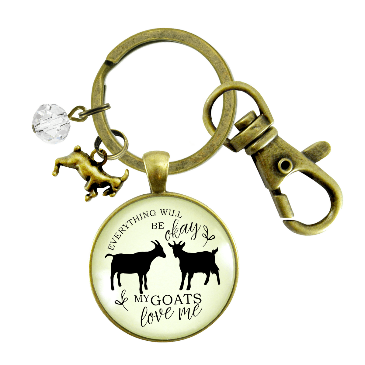Goats Keychain All is Okay My Goats Love Me Farm Inspired Jewelry - Gutsy Goodness Handmade Jewelry;Goats Keychain All Is Okay My Goats Love Me Farm Inspired Jewelry - Gutsy Goodness Handmade Jewelry Gifts