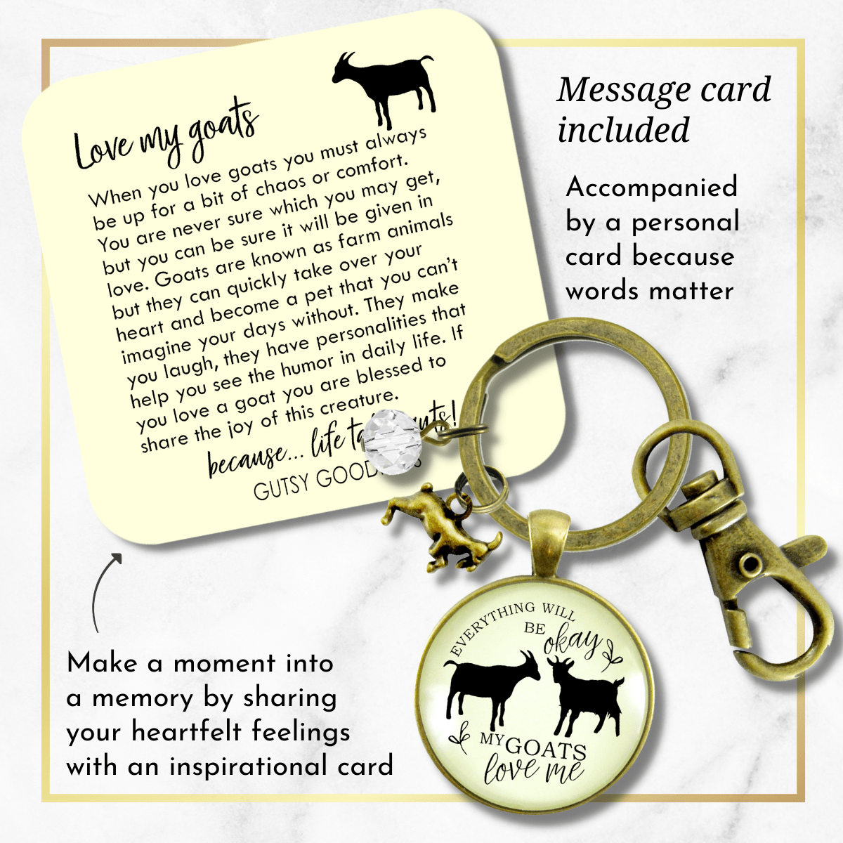 Goats Keychain All is Okay My Goats Love Me Farm Inspired Jewelry - Gutsy Goodness Handmade Jewelry;Goats Keychain All Is Okay My Goats Love Me Farm Inspired Jewelry - Gutsy Goodness Handmade Jewelry Gifts