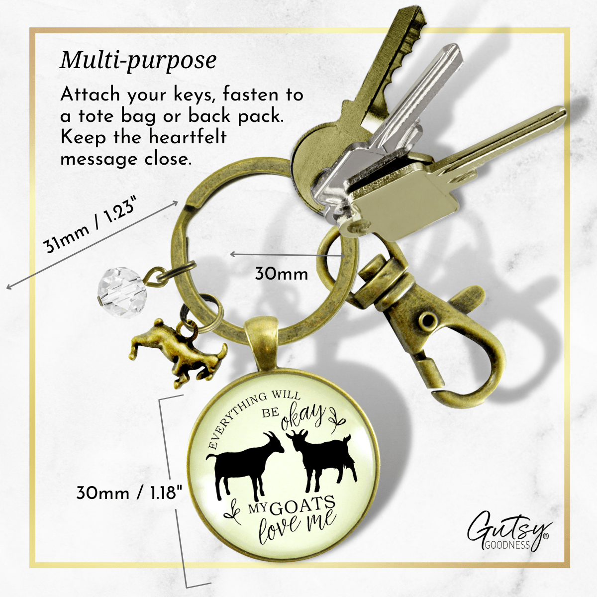 Goats Keychain All is Okay My Goats Love Me Farm Inspired Jewelry - Gutsy Goodness Handmade Jewelry;Goats Keychain All Is Okay My Goats Love Me Farm Inspired Jewelry - Gutsy Goodness Handmade Jewelry Gifts