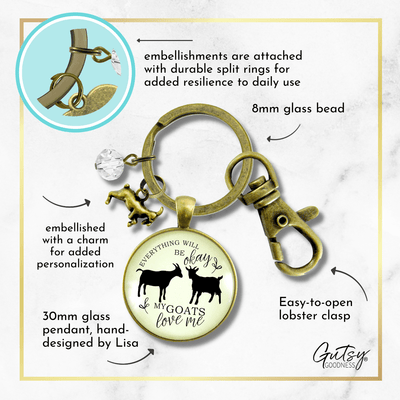 Goats Keychain All is Okay My Goats Love Me Farm Inspired Jewelry - Gutsy Goodness Handmade Jewelry;Goats Keychain All Is Okay My Goats Love Me Farm Inspired Jewelry - Gutsy Goodness Handmade Jewelry Gifts
