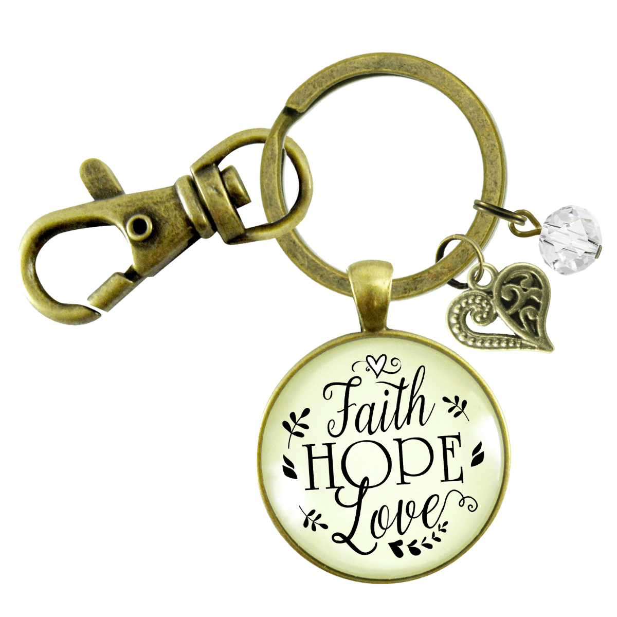 Faith Hope Love Keychain Womens Inspirational Friendship Jewelry - Gutsy Goodness