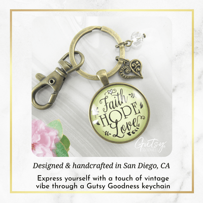 Faith Hope Love Keychain Womens Inspirational Friendship Jewelry - Gutsy Goodness