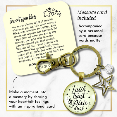Faith Trust And Pixie Dust Fairy Tale Keychain Whimsical Jewelry Starburst Charm - Gutsy Goodness Handmade Jewelry;Faith Trust And Pixie Dust Fairy Tale Keychain Whimsical Jewelry Starburst Charm - Gutsy Goodness Handmade Jewelry Gifts