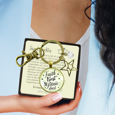 Faith Trust And Pixie Dust Fairy Tale Keychain Whimsical Jewelry Starburst Charm - Gutsy Goodness Handmade Jewelry;Faith Trust And Pixie Dust Fairy Tale Keychain Whimsical Jewelry Starburst Charm - Gutsy Goodness Handmade Jewelry Gifts