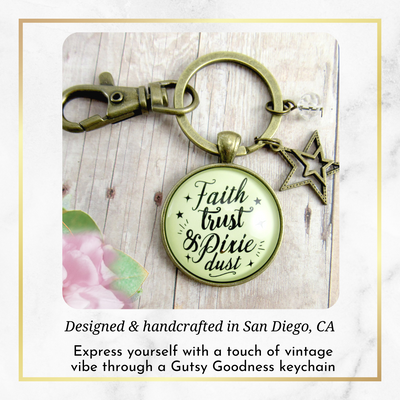Faith Trust And Pixie Dust Fairy Tale Keychain Whimsical Jewelry Starburst Charm - Gutsy Goodness Handmade Jewelry;Faith Trust And Pixie Dust Fairy Tale Keychain Whimsical Jewelry Starburst Charm - Gutsy Goodness Handmade Jewelry Gifts