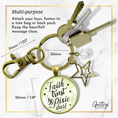 Faith Trust And Pixie Dust Fairy Tale Keychain Whimsical Jewelry Starburst Charm - Gutsy Goodness Handmade Jewelry;Faith Trust And Pixie Dust Fairy Tale Keychain Whimsical Jewelry Starburst Charm - Gutsy Goodness Handmade Jewelry Gifts