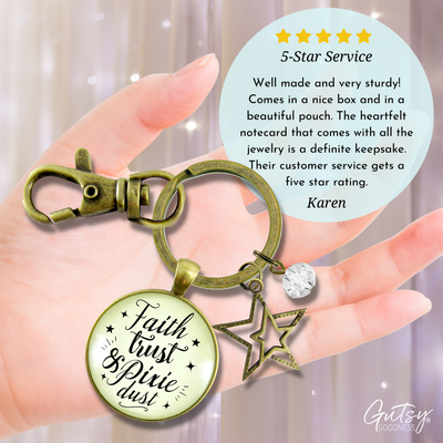 Faith Trust And Pixie Dust Fairy Tale Keychain Whimsical Jewelry Starburst Charm - Gutsy Goodness Handmade Jewelry;Faith Trust And Pixie Dust Fairy Tale Keychain Whimsical Jewelry Starburst Charm - Gutsy Goodness Handmade Jewelry Gifts