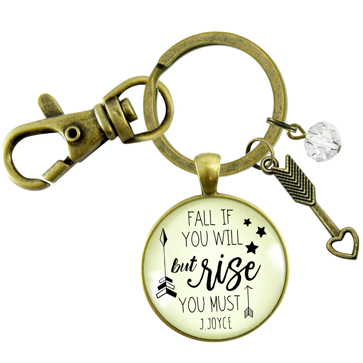 Motivational Keychain Fall If You Will But Rise You Must Quote Jewelry James Joyce Inspire Mantra - Gutsy Goodness Handmade Jewelry;Motivational Keychain Fall If You Will But Rise You Must Quote Jewelry James Joyce Inspire Mantra - Gutsy Goodness Handmade Jewelry Gifts