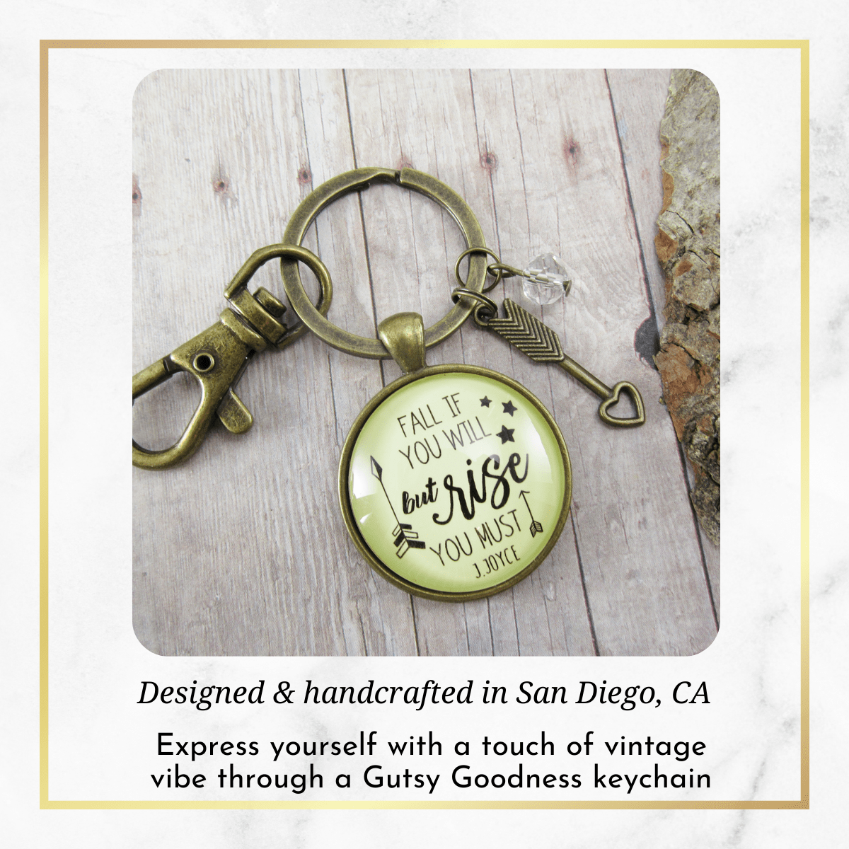 Motivational Keychain Fall If You Will But Rise You Must Quote Jewelry James Joyce Inspire Mantra - Gutsy Goodness Handmade Jewelry;Motivational Keychain Fall If You Will But Rise You Must Quote Jewelry James Joyce Inspire Mantra - Gutsy Goodness Handmade Jewelry Gifts