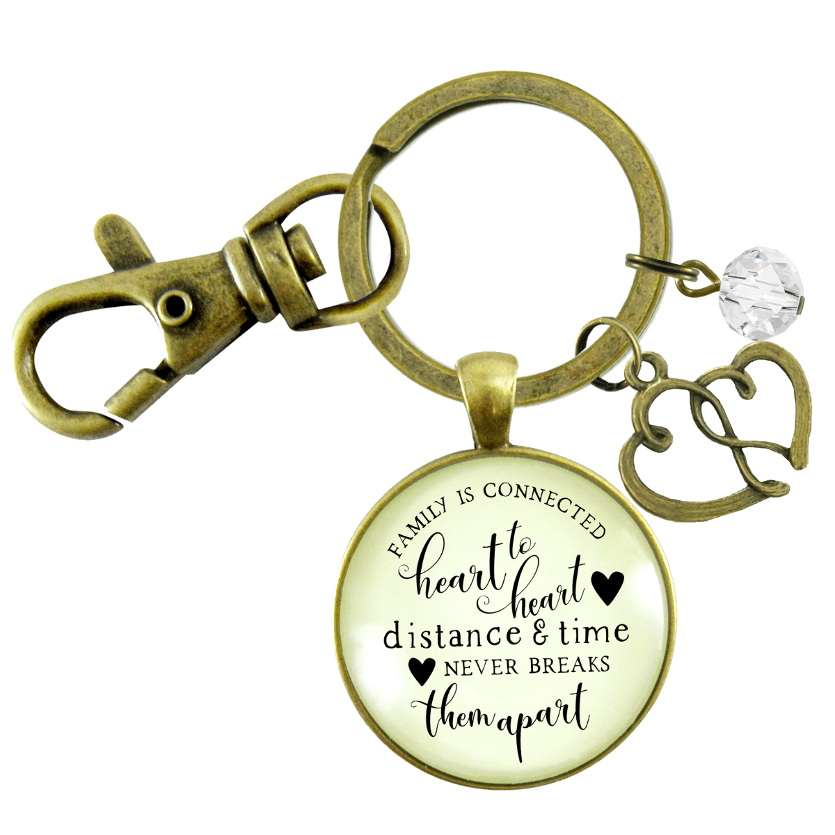Family Is Connected Heart To Heart Keychain Together Forever Love Reunion Jewelry - Gutsy Goodness