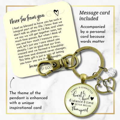 Family Is Connected Heart To Heart Keychain Together Forever Love Reunion Jewelry - Gutsy Goodness