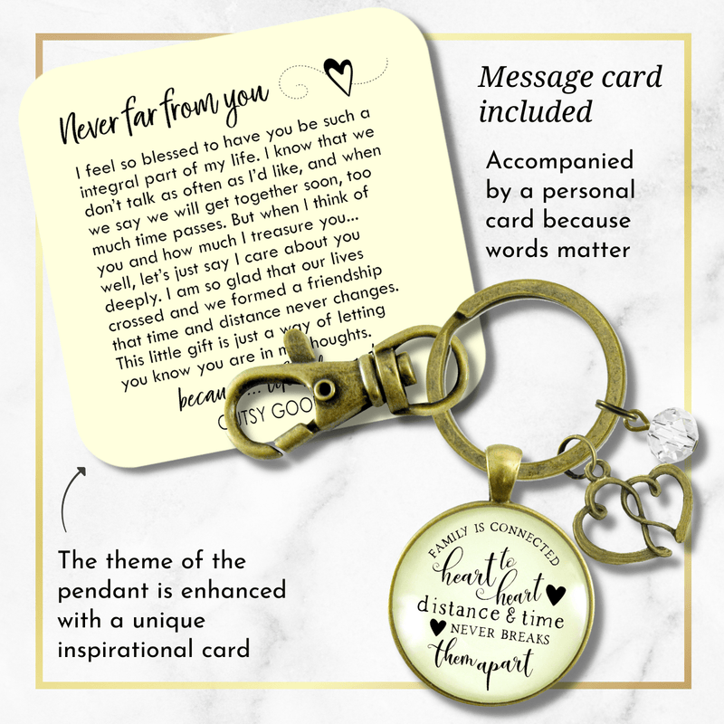 Family Is Connected Heart To Heart Keychain Together Forever Love Reunion Jewelry - Gutsy Goodness