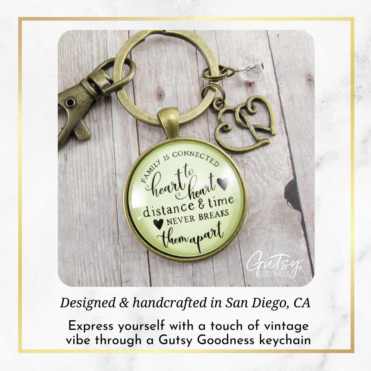Family Is Connected Heart To Heart Keychain Together Forever Love Reunion Jewelry - Gutsy Goodness