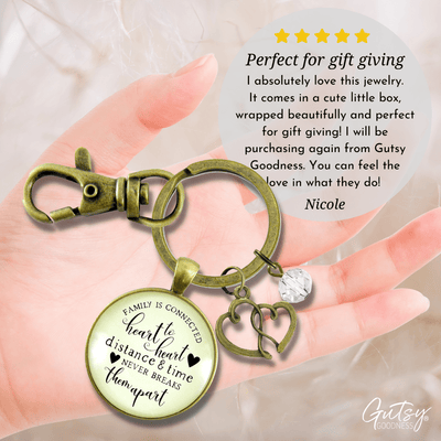Family Is Connected Heart To Heart Keychain Together Forever Love Reunion Jewelry - Gutsy Goodness