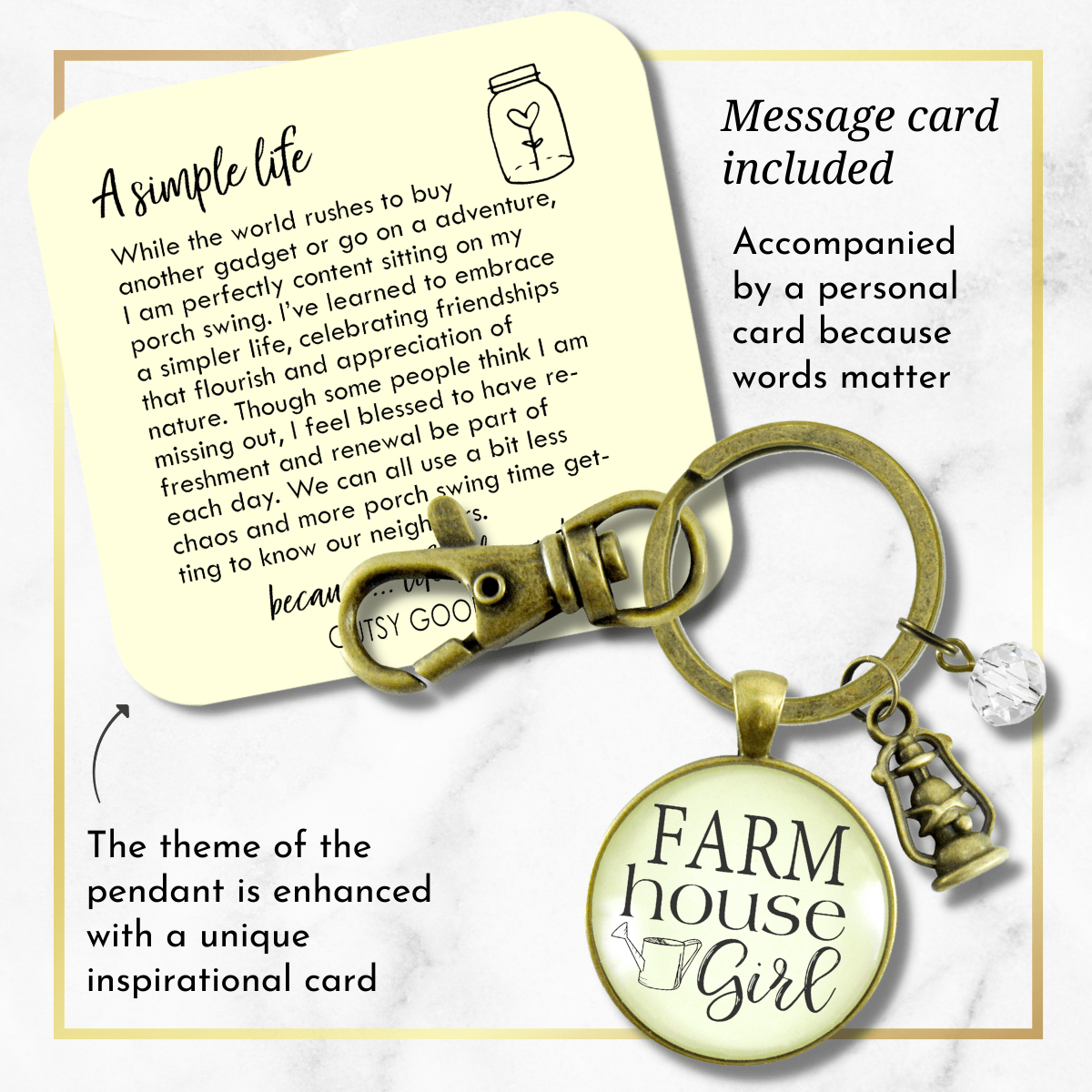 Farmhouse Keychain Southern Charm Jewelry Oil Lamp Charm - Gutsy Goodness