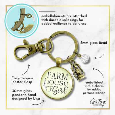 Farmhouse Keychain Southern Charm Jewelry Oil Lamp Charm - Gutsy Goodness