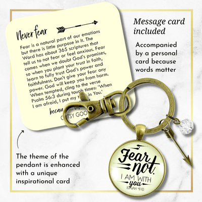 Fear Not I Am With You Keychain Boho Bravery Pendant Jewelry Arrow Charm - Gutsy Goodness