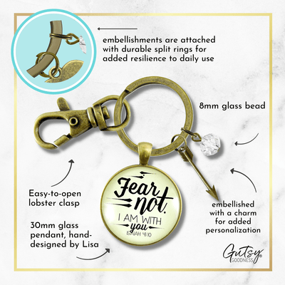Fear Not I Am With You Keychain Boho Bravery Pendant Jewelry Arrow Charm - Gutsy Goodness
