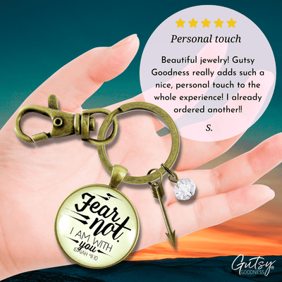 Fear Not I Am With You Keychain Boho Bravery Pendant Jewelry Arrow Charm - Gutsy Goodness