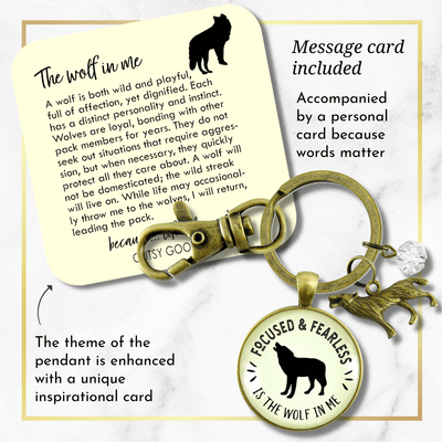 Wolf Keychain Focused Fearless Lone Howling Spirit Animal Native Tribal Jewelry - Gutsy Goodness