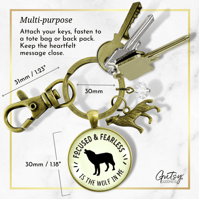 Wolf Keychain Focused Fearless Lone Howling Spirit Animal Native Tribal Jewelry - Gutsy Goodness
