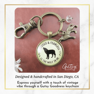 Wolf Keychain Focused Fearless Lone Howling Spirit Animal Native Tribal Jewelry - Gutsy Goodness