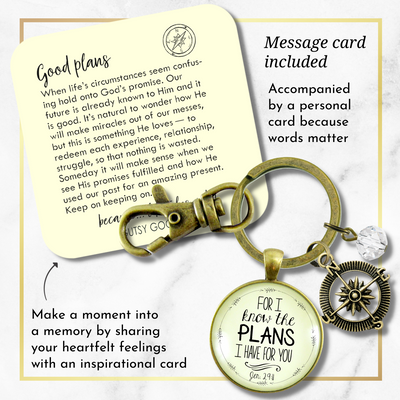 Graduation Keychain For I Know the Plans Jeremiah 29 11 Womens Charm  Keychain - Women - Gutsy Goodness Handmade Jewelry