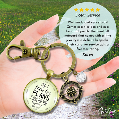 Graduation Keychain For I Know the Plans Jeremiah 29 11 Womens Charm  Keychain - Women - Gutsy Goodness Handmade Jewelry