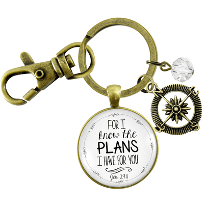 Faith Compass Keychain White For I Know The Plans Jeremiah 29 11 Life Quote Womens Jewelry - Gutsy Goodness Handmade Jewelry;Faith Compass Keychain White For I Know The Plans Jeremiah 29 11 Life Quote Womens Jewelry - Gutsy Goodness Handmade Jewelry Gifts