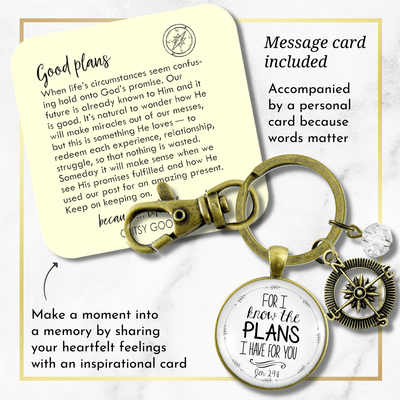Faith Compass Keychain White For I Know The Plans Jeremiah 29 11 Life Quote Womens Jewelry - Gutsy Goodness Handmade Jewelry;Faith Compass Keychain White For I Know The Plans Jeremiah 29 11 Life Quote Womens Jewelry - Gutsy Goodness Handmade Jewelry Gifts